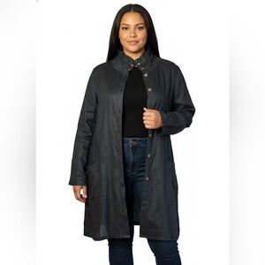 Go Silk 100% Linen Jacket Women’s 1X Gray Long Button Front Lightweight